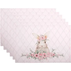 Stoffen placemats (6) Floral Easter Bunny