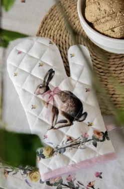 Stoffen placemats (6) haas en roosjes roze