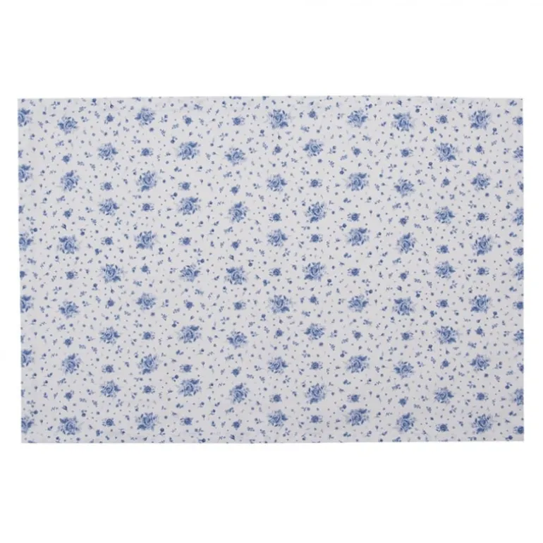 Stoffen placemats (6) roosjes blauw