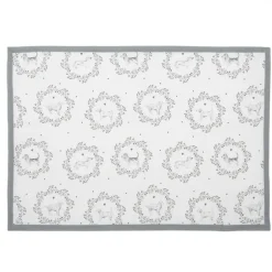 Stoffen placemats (6) wit/grijs hond