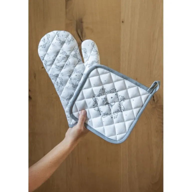 Stoffen placemats (6) wit/grijs hond