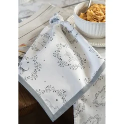 Stoffen placemats (6) wit/grijs hond