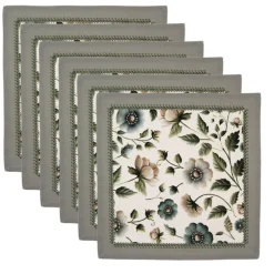 Stoffen servetten (6) Anemoon beige/groen
