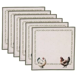 Stoffen servetten (6) boerderij kippen