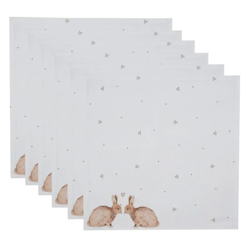 Stoffen servetten (6) Bunnies in Love