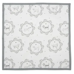 Stoffen servetten (6) wit/grijs hond