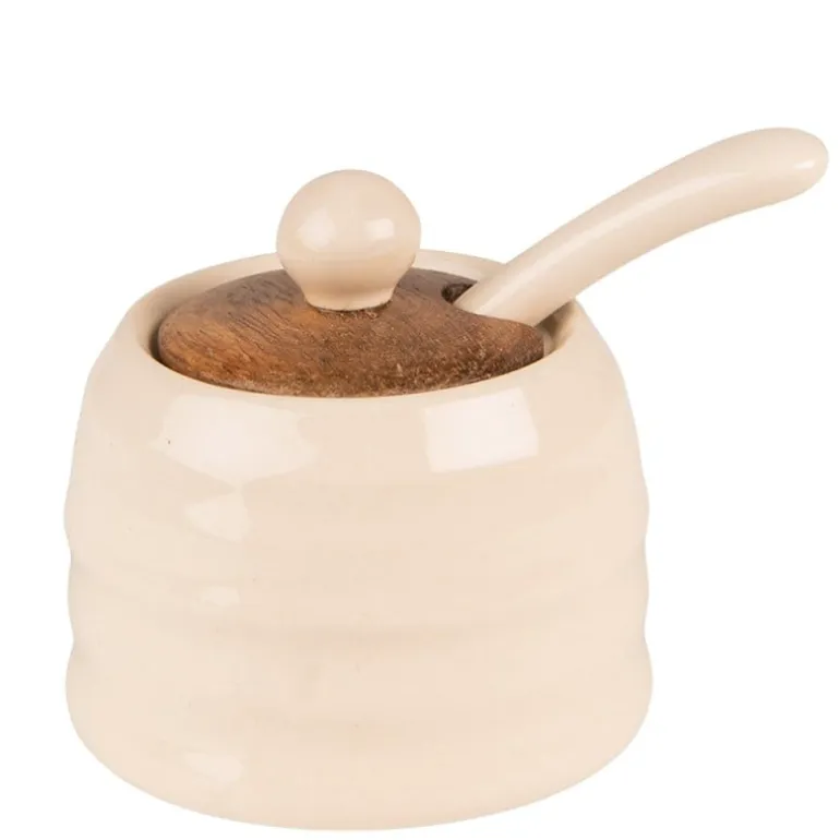 Suiker/jam pot met lepel 8*6