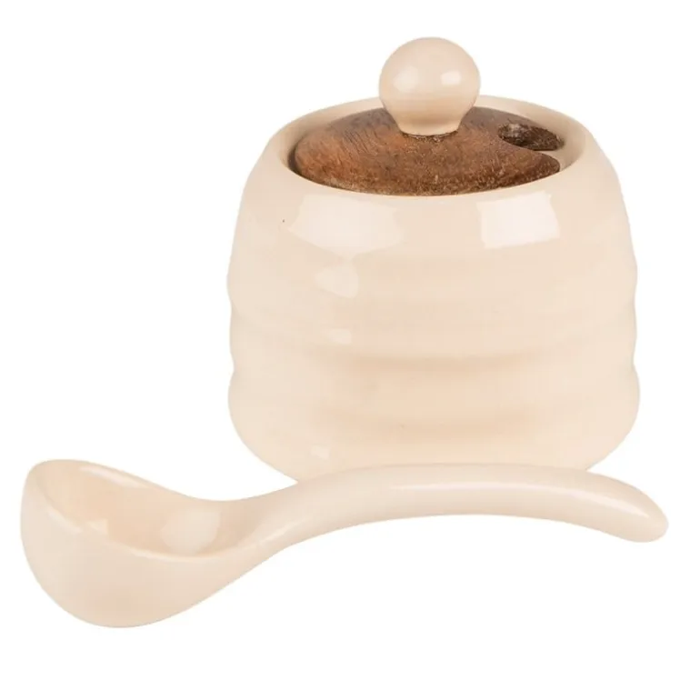 Suiker/jam pot met lepel 8*6