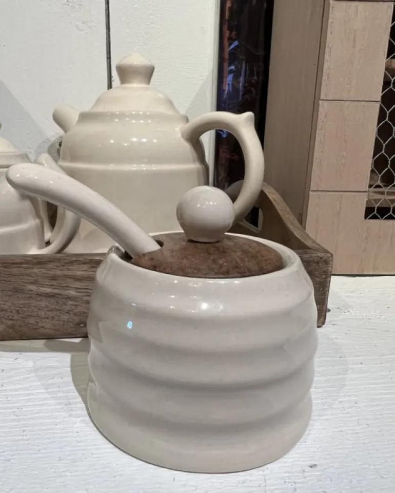 Suiker/jam pot met lepel 8*6