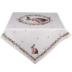 Tafelkleed haas en roosjes roze 100*100