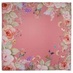 Tafelkleed roze met bloemen 100*100