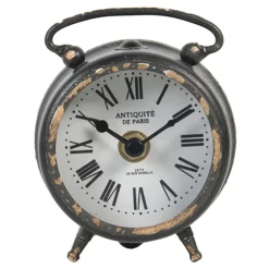 Tafelklokje brocante look zwart 9*4*10
