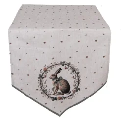 Tafelloper haas en roosjes groen 50*160