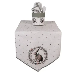 Tafelloper haas en roosjes groen 50*160