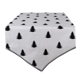 Tafelloper kerstboom wit/zwart