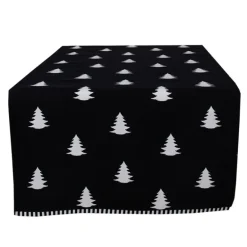 Tafelloper kerstboom zwart/wit