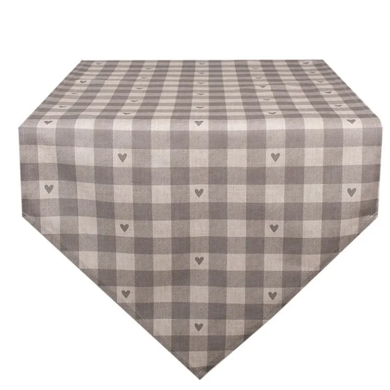 Tafelloper Love It hartjes beige/grijs 50*160