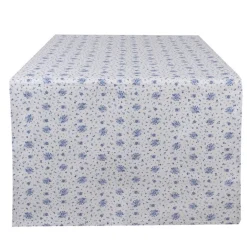 Tafelloper roosjes blauw 50*140