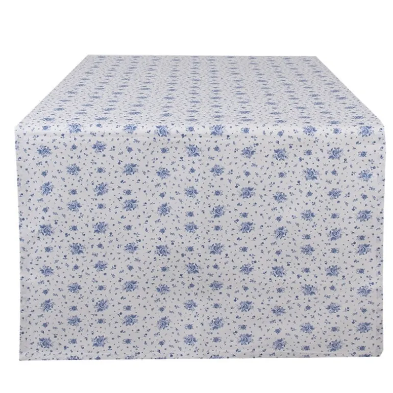 Tafelloper roosjes blauw 50*140