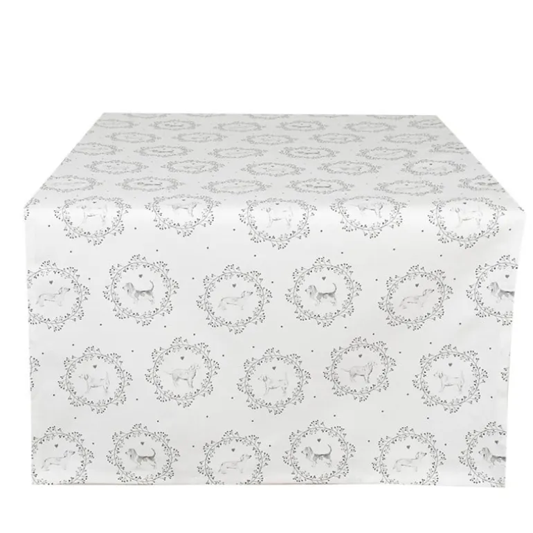 Tafelloper wit/grijs hond 50*140