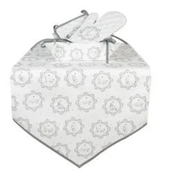 Tafelloper wit/grijs kat 50*160