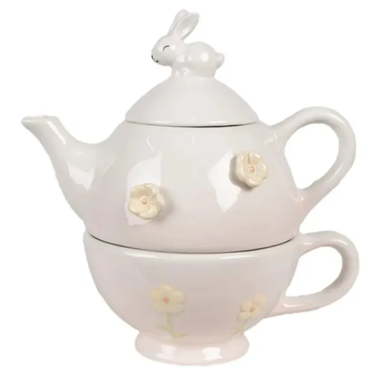 Tea for one konijntje pastelroze