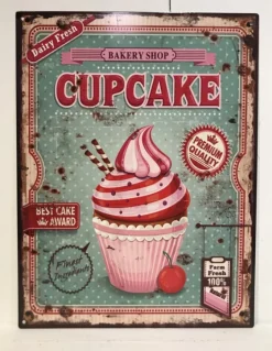 Tekstbord / wandplaat Bakery Shop Cupcake 25*33