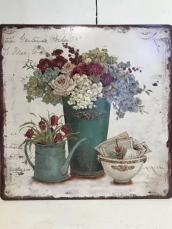 Tekstbord / wandplaat bloemenvaas 30*30