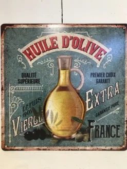 Tekstbord / wandplaat Huile D’Olive 30*30
