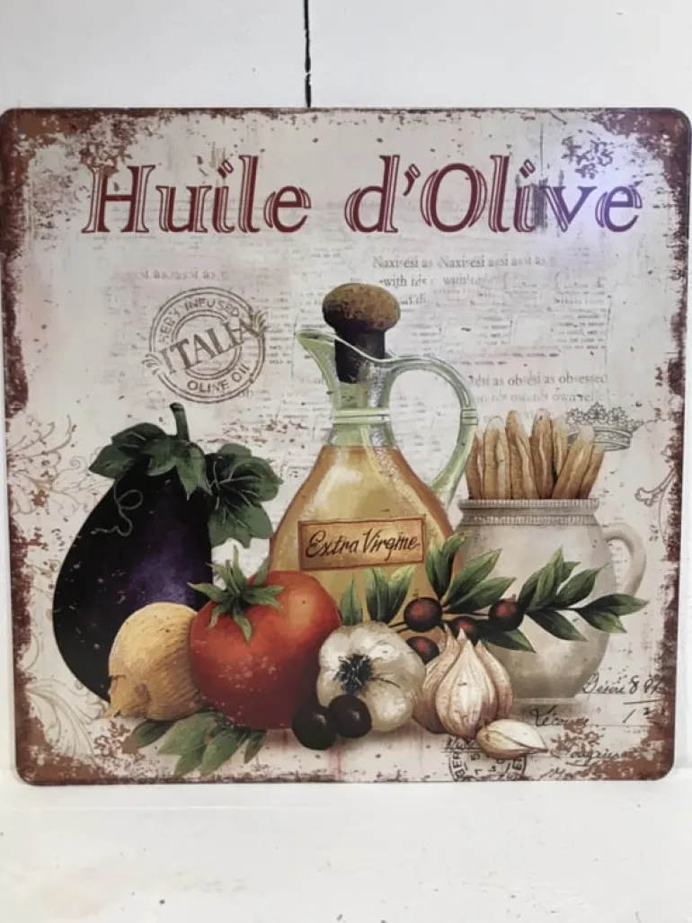 Tekstbord / wandplaat Huile d’Olive 30*30