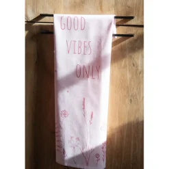 Theedoek Good vibes only roze