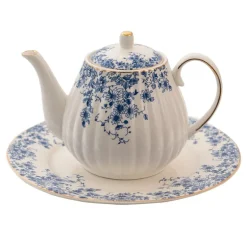 Theepot blauwe bloemetjes