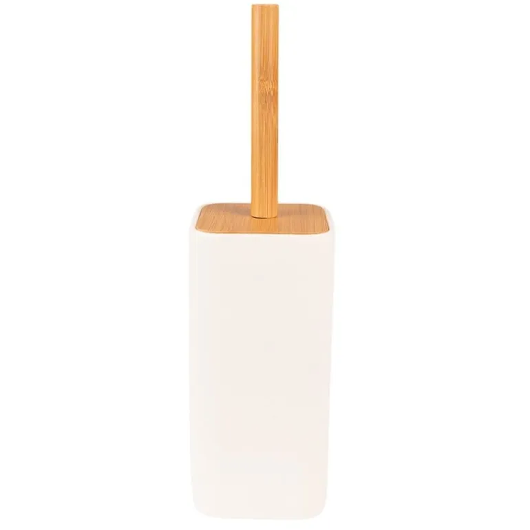 Toiletborstelhouder wit met hout