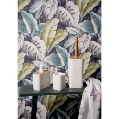 Toiletborstelhouder wit met hout