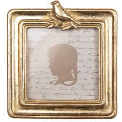 Vierkant goudkleurig fotolijstje vogel 8*8