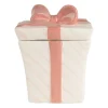 Voorraadpot Kado roze/wit keramiek 14*14*17