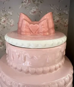 Voorraadpot taart roze keramiek 13*15