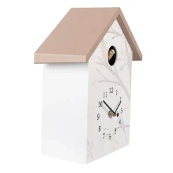 Wandklok met vogelgeluid wit/beige 20*10*26