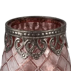 Waxinelichthouder glas roze 9*11