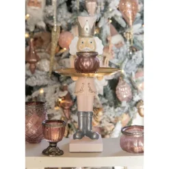 Waxinelichthouder glas roze 9*6