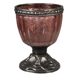 Waxinelichthouder glas roze 6*8