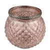 Waxinelichthouder rond roze 10*9