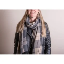 Winter sjaal geruit grijs/beige