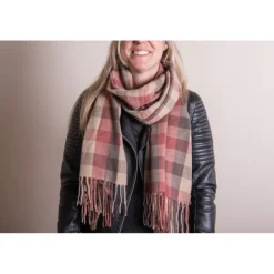 Winter sjaal geruit rood/beige
