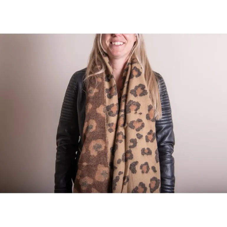 Winter sjaal panter bruin/beige