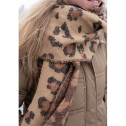 Winter sjaal panter bruin/beige