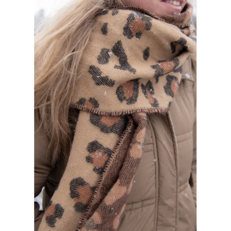 Winter sjaal panter bruin/beige