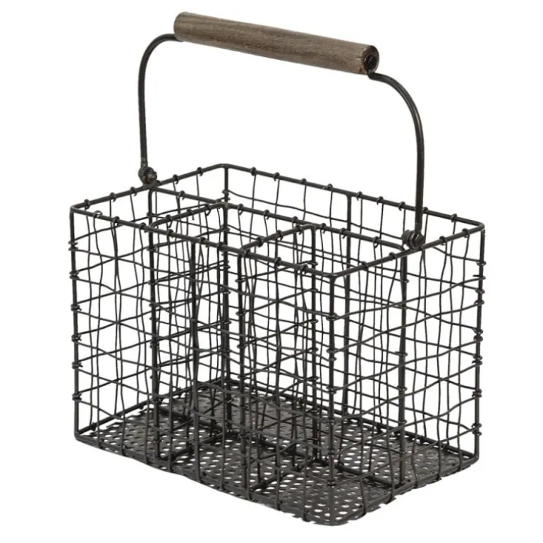 Zwart ijzeren bestekbak/houder