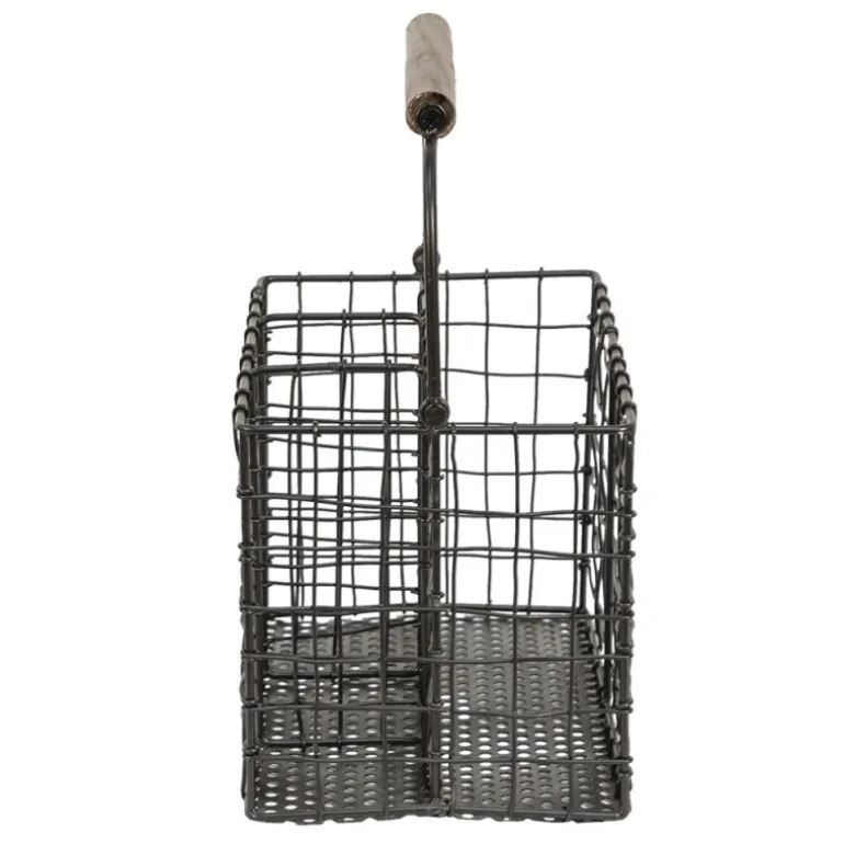 Zwart ijzeren bestekbak/houder